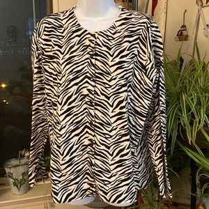 Liz Claiborne Button-Up Cardigan, Zebra Pattern, 1x